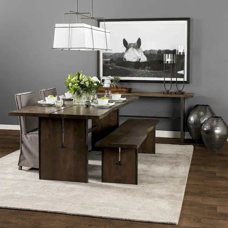 Brown Solid Wood Live-Edge Dining Bench — W70 x D17 x H18
