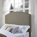 Cassie Curved Upholstered Full/Queen Headboard in Shadow Grey Linen