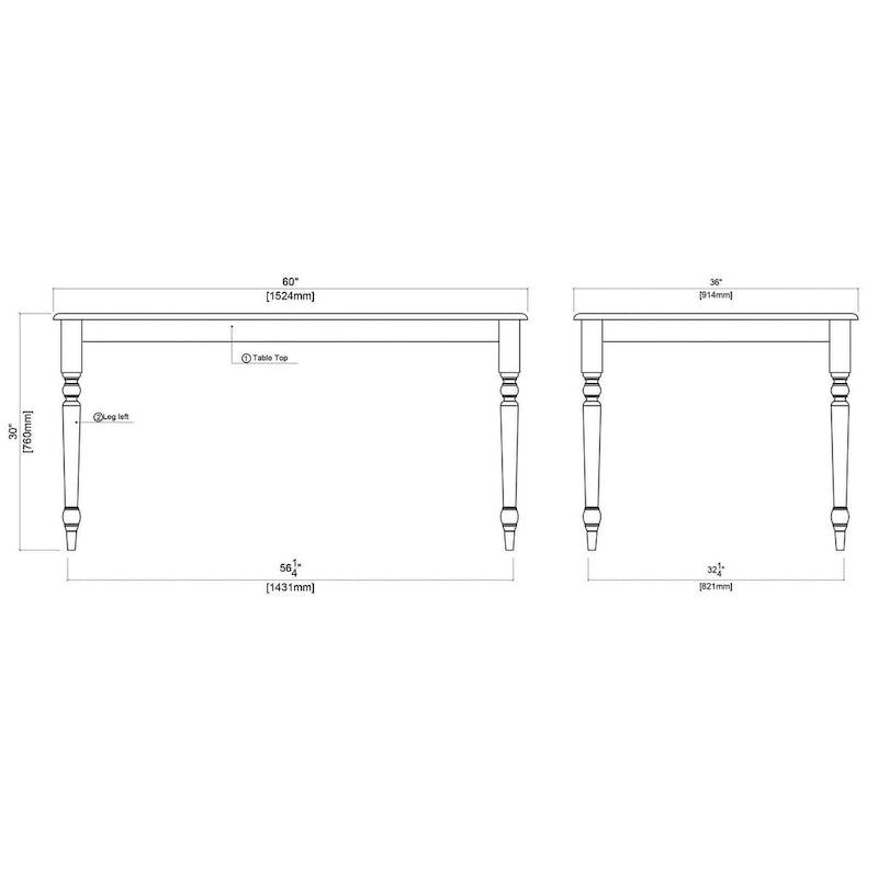 Rectangle Dining Table - Cream
