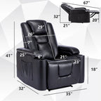 Power Leather Recliner Chair Home Theater Seating Soft
