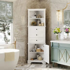 Triangle Tall Cabinet with 3 Drawers and Adjustable Shelves for Bathroom,