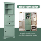 Triangle Tall Cabinet with 3 Drawers and Adjustable Shelves for Bathroom,