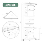 Triangle Tall Cabinet with 3 Drawers and Adjustable Shelves for Bathroom,