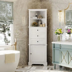 Triangle Tall Cabinet with 3 Drawers and Adjustable Shelves for Bathroom,