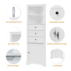 Triangle Tall Cabinet with 3 Drawers and Adjustable Shelves for Bathroom,