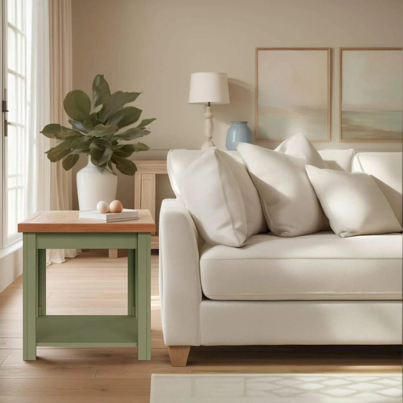 Modern Farmhouse Style 24-Inch Side Table — No Assembly Required, Two-Tone Finish