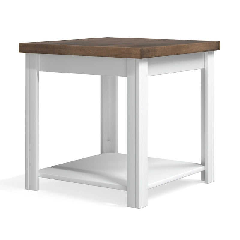 Modern Farmhouse Style 24-Inch Side Table — No Assembly Required, Two-Tone Finish