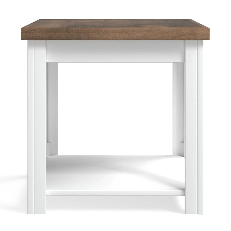 Modern Farmhouse Style 24-Inch Side Table — No Assembly Required, Two-Tone Finish