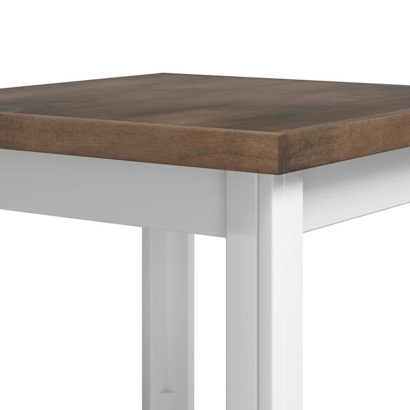 Modern Farmhouse Style 24-Inch Side Table — No Assembly Required, Two-Tone Finish