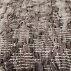Mercana Falguni Grey Patterned Leather & Cotton Square Pouf