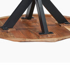 41-Inch Handcrafted Live-Edge Round Dining Table — Natural Brown Acacia Wood Top with Black Iron Legs
