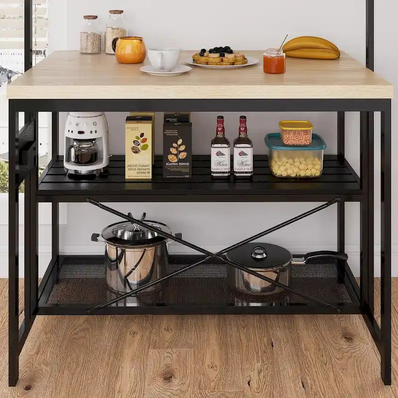47 Kitchen Island Table Microwave Stand Oven Shelf with Storage - 47D x 28W x 72H