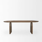 Isla Oval Dining Table w/Dark Brown Wood Top & Arched Legs - 86.5L x 39.0W x 30.0H