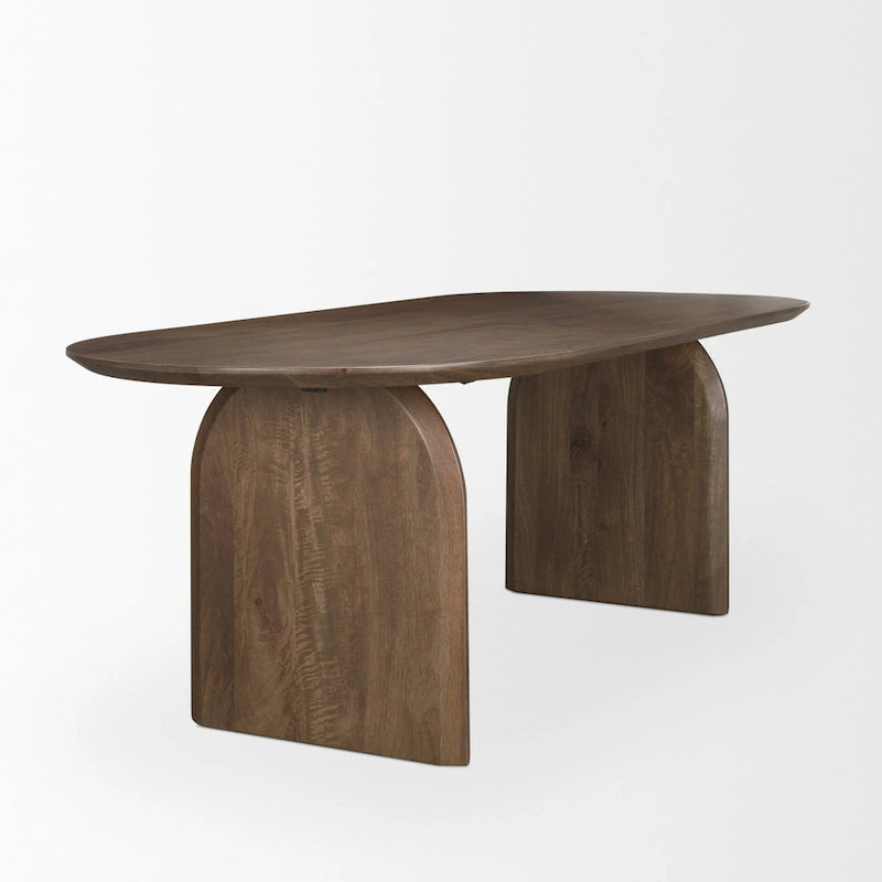 Isla Oval Dining Table w/Dark Brown Wood Top & Arched Legs - 86.5L x 39.0W x 30.0H