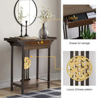 Bamboo Console Table Entryway Sofa Table Hallway Table with Drawer - 32x13x33