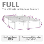 vidaXL Metal Bed Frame, No Mattress