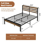 Costway Full Industrial Metal Platform Bed Frame Charging Station