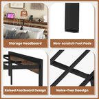 Costway Full Industrial Metal Platform Bed Frame Charging Station