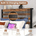 Costway Full Industrial Metal Platform Bed Frame Charging Station