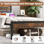 Costway Full Industrial Metal Platform Bed Frame Charging Station