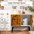 Gymax Sideboard Buffet Storage Cabinet w/2 Door Metal Legs Accent - 32 x 15 x 29 (L x W x H)