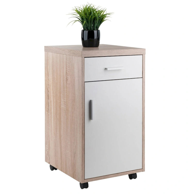 Kenner Storage Cabinet, 1-Drawer, Reclaimed Wood and White - 15.75W x 18.3D x 29.25H
