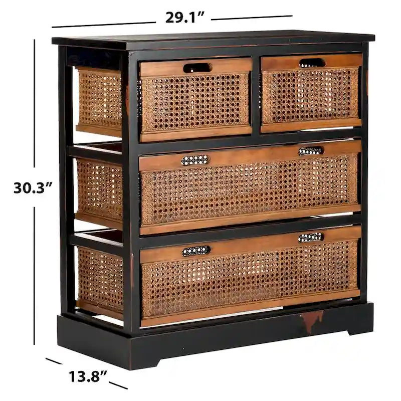 SAFAVIEH Eilike 4-Drawer White Storage Cabinet - 29.1 x 13.8 x 30.3 - 29Wx14Dx30H