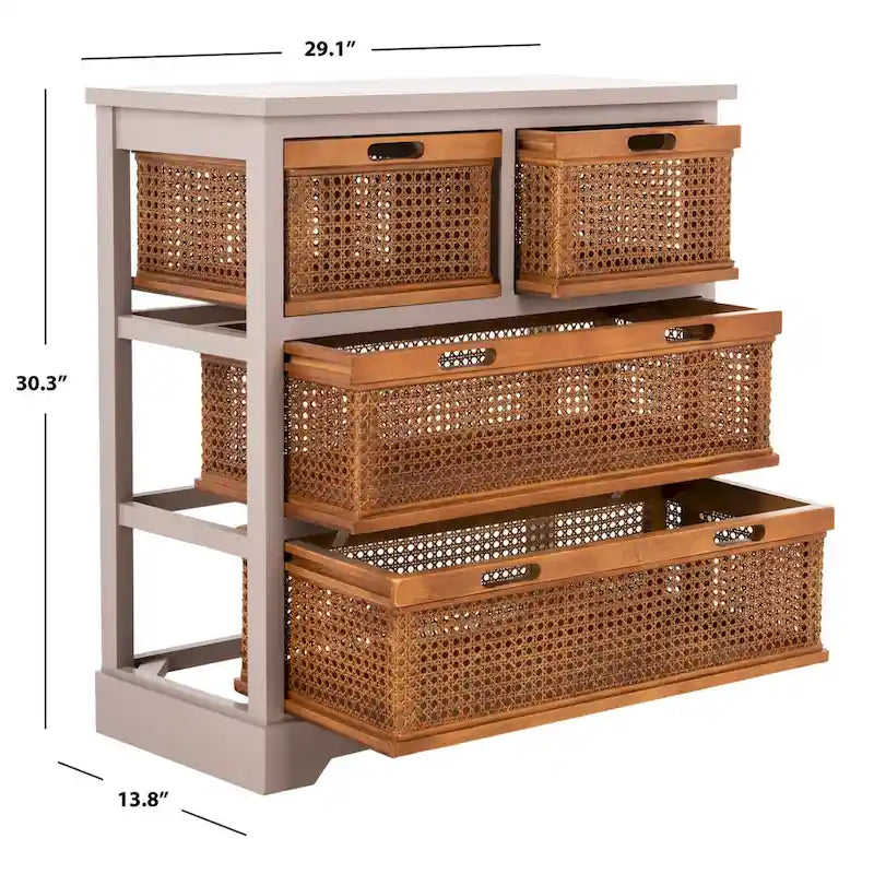 SAFAVIEH Eilike 4-Drawer White Storage Cabinet - 29.1 x 13.8 x 30.3 - 29Wx14Dx30H