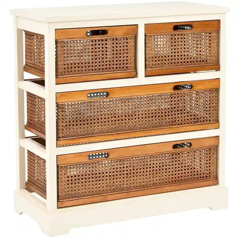 SAFAVIEH Eilike 4-Drawer White Storage Cabinet - 29.1 x 13.8 x 30.3 - 29Wx14Dx30H