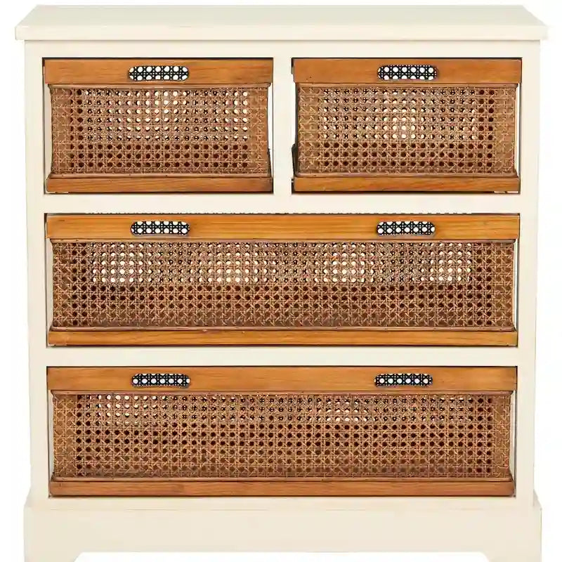 SAFAVIEH Eilike 4-Drawer White Storage Cabinet - 29.1 x 13.8 x 30.3 - 29Wx14Dx30H