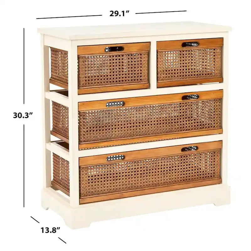 SAFAVIEH Eilike 4-Drawer White Storage Cabinet - 29.1 x 13.8 x 30.3 - 29Wx14Dx30H