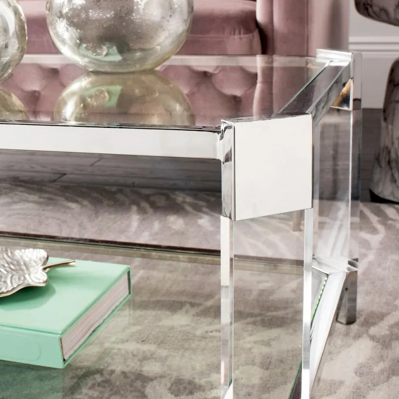 SAFAVIEH Couture Begoa Clear Glass Coffee Table - 58 W x 26 L x 16 H - 58Wx26Dx16H