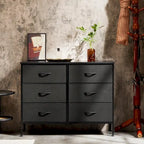 6 Drawers Dresser Chest with Metal Frame and Wooden Top