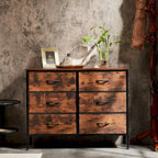 6 Drawers Dresser Chest with Metal Frame and Wooden Top