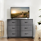 6 Drawers Dresser Chest with Metal Frame and Wooden Top
