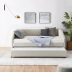 Twin Size Daybed with Two Drawers Upholstered Tufted Sofa Bed