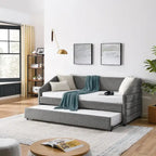 Twin Size Daybed with Two Drawers Upholstered Tufted Sofa Bed