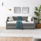 Twin Size Daybed with Two Drawers Upholstered Tufted Sofa Bed