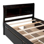 Twin Size Wood Platform Bed with 4 Drawers and Streamlined Headboard