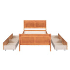 Twin Size Wood Platform Bed with 4 Drawers and Streamlined Headboard