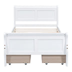 Twin Size Wood Platform Bed with 4 Drawers and Streamlined Headboard