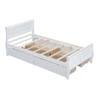 Twin Size Wood Platform Bed with 4 Drawers and Streamlined Headboard