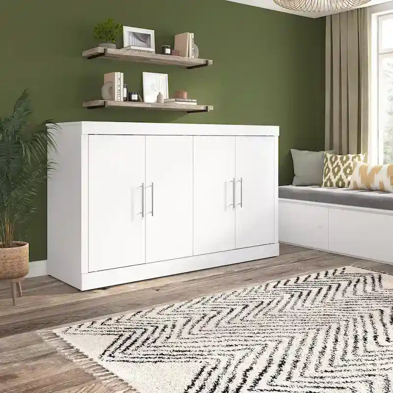Nebula 75W Queen Cabinet Bed with Mattress for Guest Room by Bestar
