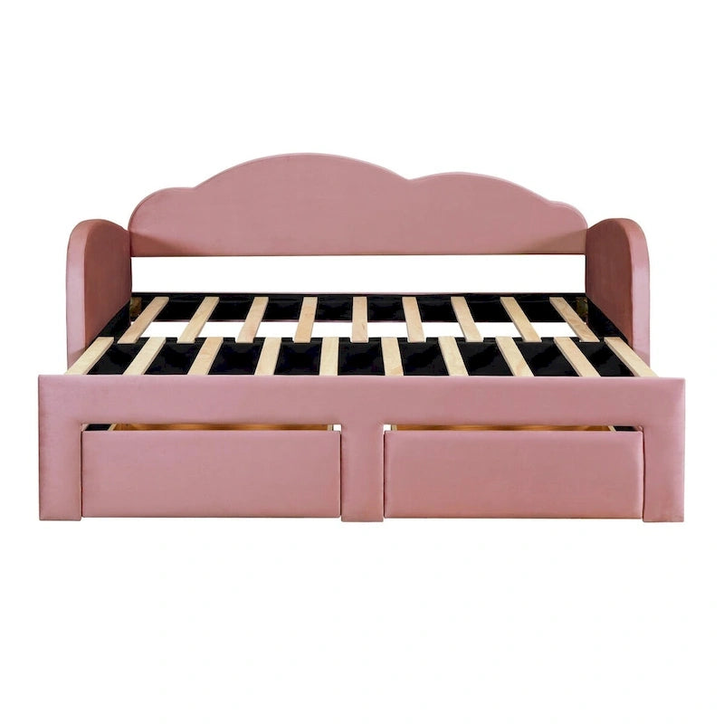 Twin Size Upholstered daybed with Trundle & 2 Drawers