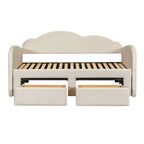 Twin Size Upholstered daybed with Trundle & 2 Drawers