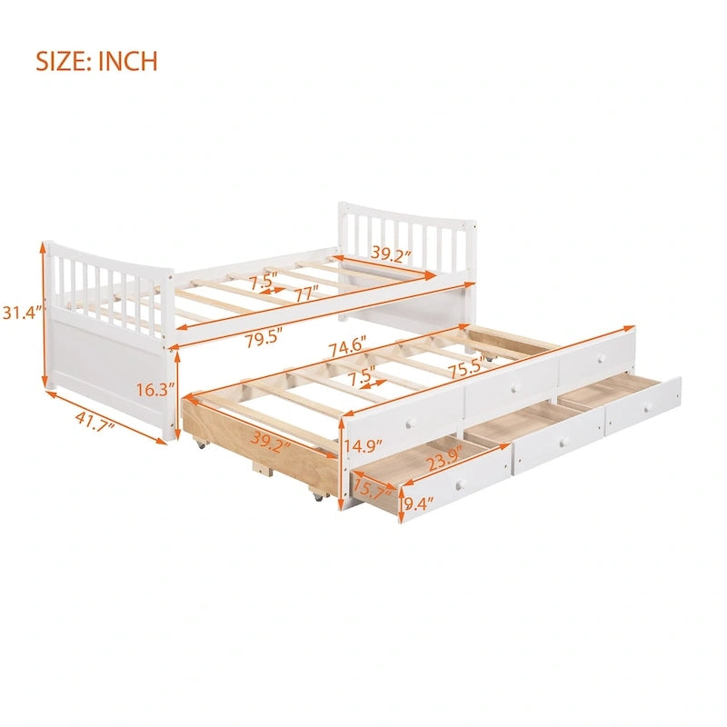 Daybed with Trundle and Drawers