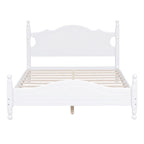 Full Size Retro Style Wood Platform Bed Frame with Headboard and Wooden Slat Support