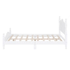 Full Size Retro Style Wood Platform Bed Frame with Headboard and Wooden Slat Support