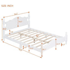 Full Size Retro Style Wood Platform Bed Frame with Headboard and Wooden Slat Support