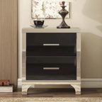 Elegant High Gloss Mirrored Nightstand with Metal Handle